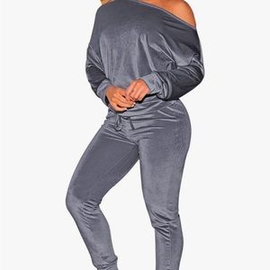 Velour off the shoulder set